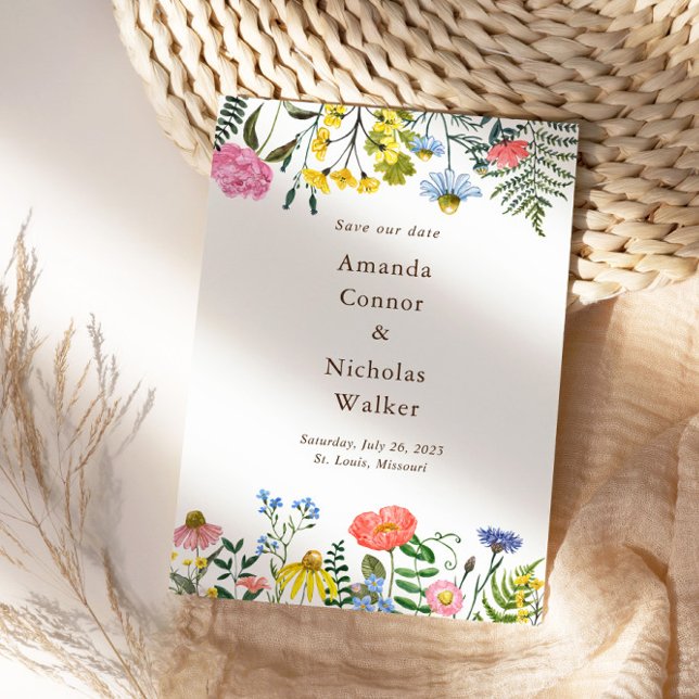 Whimsical Meadow Wildflowers Save the Date Invite (Creator Uploaded)