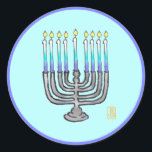 Whimsical Menorah Classic Round Sticker<br><div class="desc">These Whimsical Menorah Classic Round Stickers are the perfect finish on your Hanukkah card envelopes,  and on all your paper-wrapped gifts. They coordinate with gift and paper product items in my Whimsical Menorah Hanukkah and More Collection.</div>
