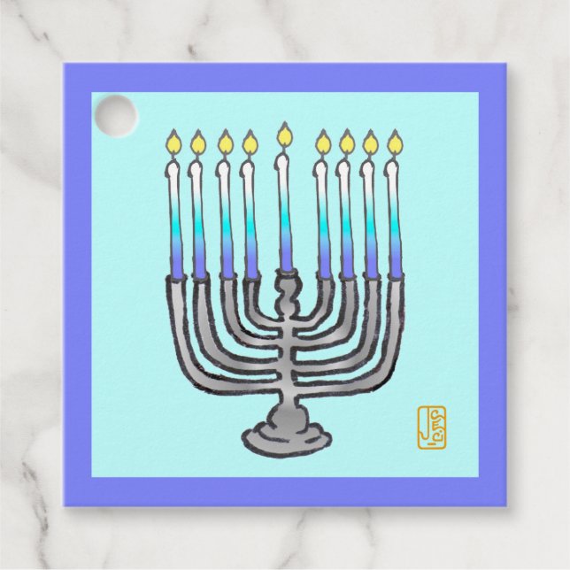 Whimsical Menorah Favour Tags (Front)