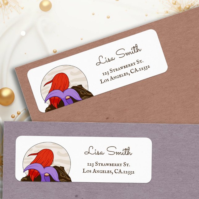 Whimsical Mermaid and Moon Return Address Label (Creator Uploaded)
