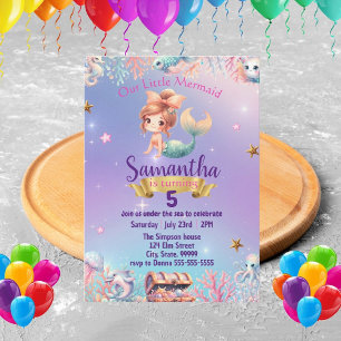 Whimsical Mermaid Birthday Invitation for Girl