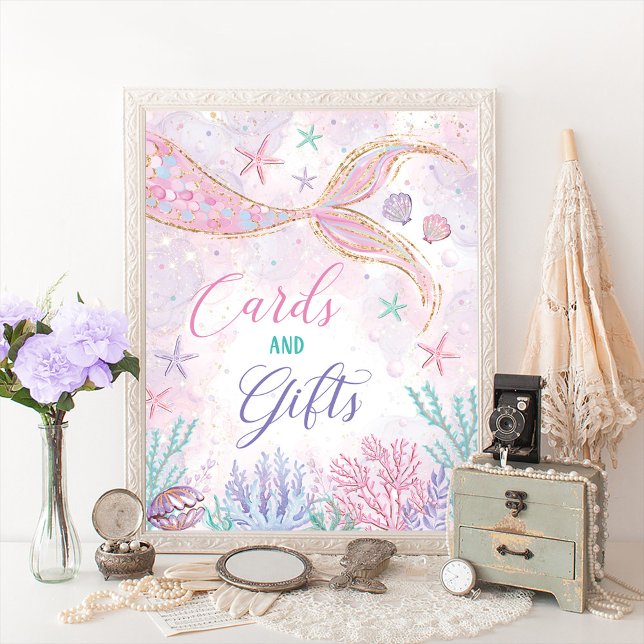 Whimsical Mermaid Cards & Gifts Party Sign (Creator Uploaded)