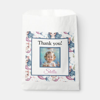 Whimsical Mermaid Cat Thank You Photo Name Favour Bag