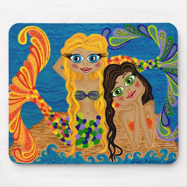 Whimsical Mermaid Computer Mouse Pad (Front)