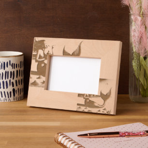 Whimsical Mermaid Enjoying Ice Cream Etched Frames