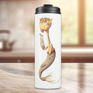 Whimsical Mermaid Giraffe Thermal Tumbler
