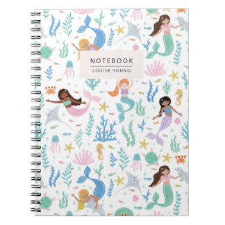 Whimsical Mermaid & Ocean Friends Pattern Notebook