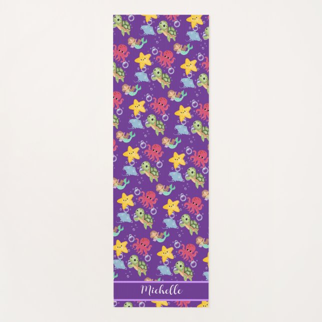  whimsical mermaid rainbow sea birthday party  yoga mat (Front)