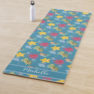 Whimsical mermaid rainbow sea birthday party yoga mat