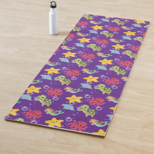 Whimsical mermaid rainbow sea birthday party yoga mat