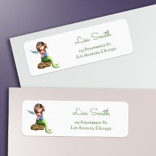 Whimsical Mermaid Reading Return Address Label