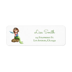 Whimsical Mermaid Reading Return Address Label