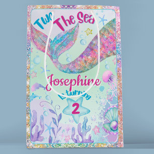 whimsical Mermaid second birthday Medium Gift Bag