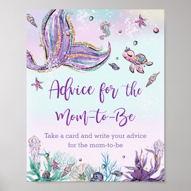 Whimsical Mermaid Tail Advice for the Mum to Be Poster (Front)