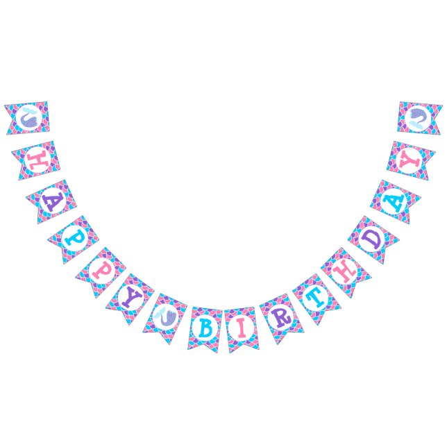 Whimsical Mermaid Tail Happy Birthday Bunting (All)