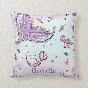Whimsical Mermaid Tail Under the Sea Mercat Cushion