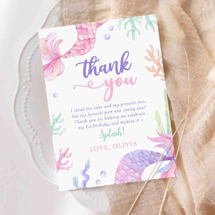 Whimsical Mermaid Under the Sea Birthday Party Thank You Card