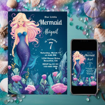 Whimsical Mermaid Under the Sea Ocean Birthday