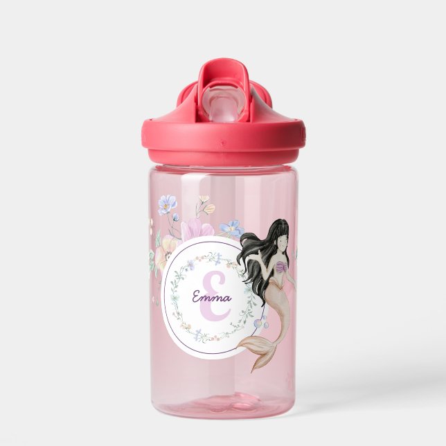 Whimsical Mermaids Monogram Water Bottle (Front)