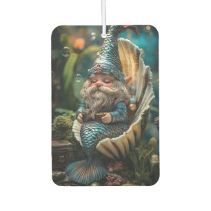 Whimsical Merman Gnome Figurine in Seashell - Unde Car Air Freshener