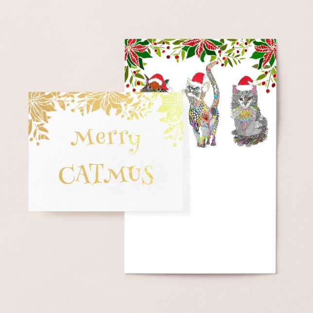 Whimsical Merry Catmus Cats Christmas Cards (Display)