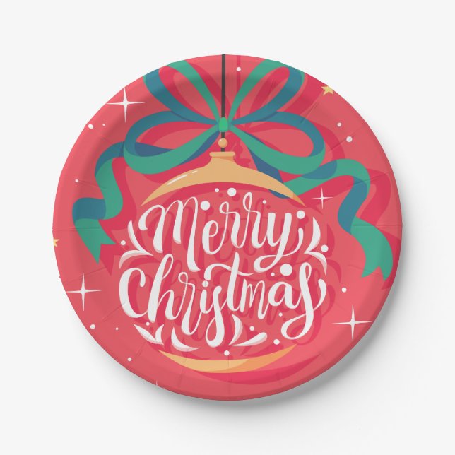 Whimsical Merry Christmas | Christmas Paper Plate (Front)