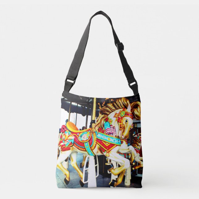 Whimsical Merry Go Round Carousel Horse Crossbody Bag (Front)