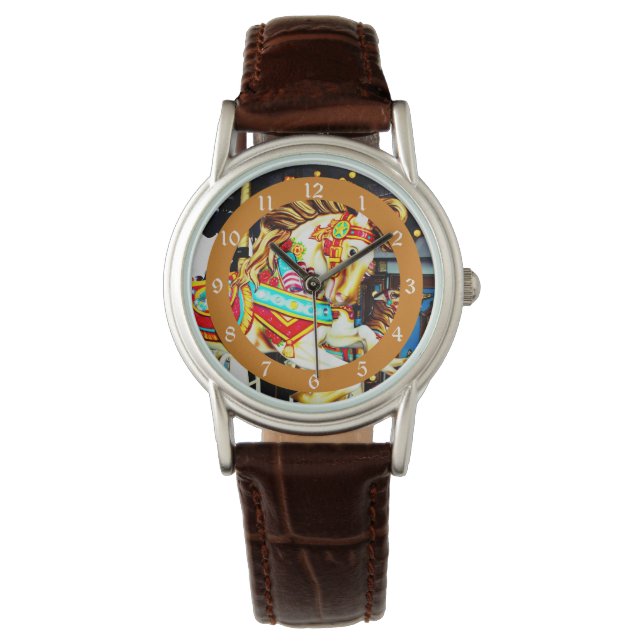 Whimsical Merry Go Round Carousel Horse Watch (Front)