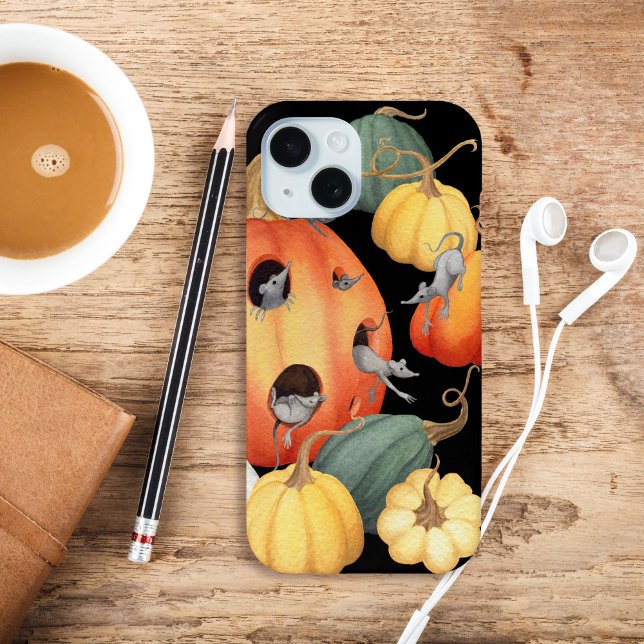 Whimsical Mice and Pumpkins Autumn Fun Case-Mate iPhone Case (A fun phone case for fall!)