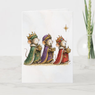 Whimsical Mice as Three Wise Men Greeting Card