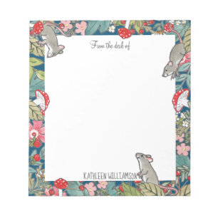 Whimsical Mice Mouse Mushroom Woodland Custom Notepad