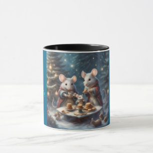 Whimsical Mice Tea party at Christmas Mug
