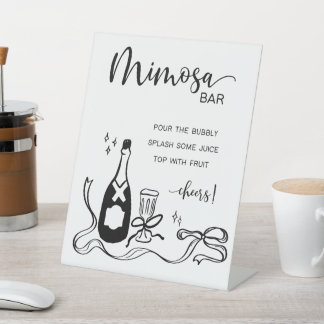 Whimsical Mimosa Bar  Pedestal Sign