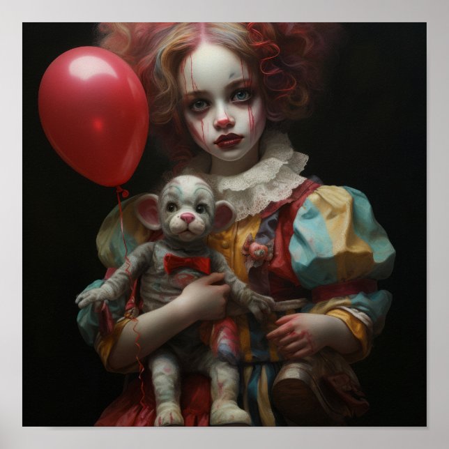 Whimsical Mini Model Clown Poster with Realistic D (Front)