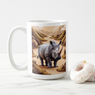 Whimsical Miniature Rhino Animal Hybrid Art Coffee Mug