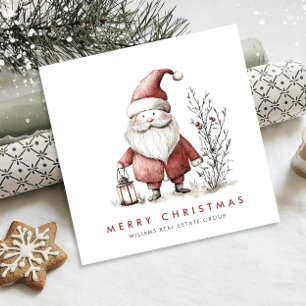 Whimsical Minimal Santa Claus Christmas Corporate Holiday Card