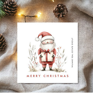 Whimsical Minimal Santa Claus Christmas Corporate Holiday Card