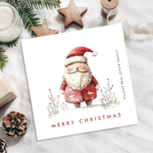 Whimsical Minimal Santa Claus Christmas Corporate Holiday Card