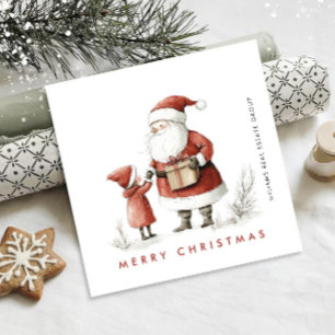 Whimsical Minimal Santa Claus Christmas Corporate Holiday Card