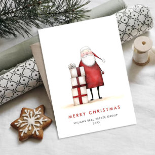 Whimsical Minimal Santa Claus Christmas Corporate Holiday Card