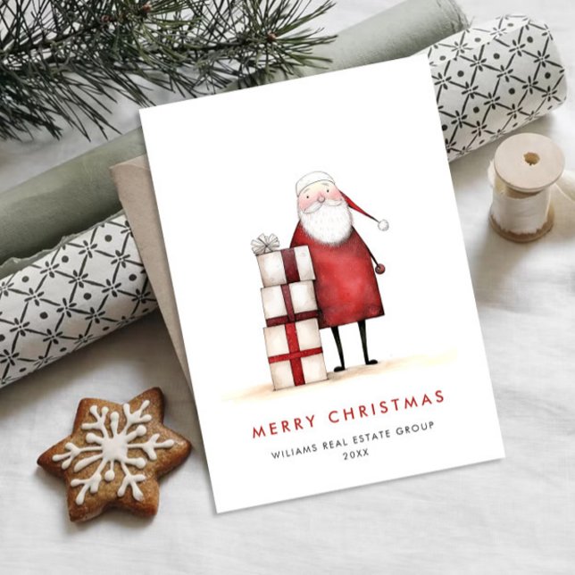 Whimsical Minimal Santa Claus Christmas Corporate Holiday Card (Creator Uploaded)