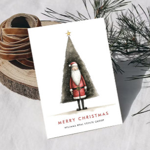Whimsical Minimal Santa Claus Christmas Corporate Holiday Card