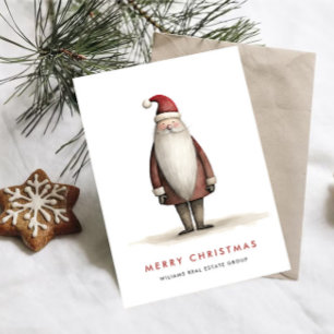 Whimsical Minimal Santa Claus Christmas Corporate Holiday Card