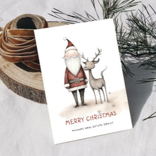 Whimsical Minimal Santa Claus Christmas Corporate Holiday Card