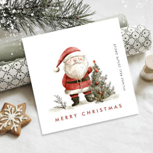 Whimsical Minimal Santa Claus Christmas Corporate Holiday Card