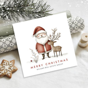 Whimsical Minimal Santa Claus Christmas Corporate Holiday Card