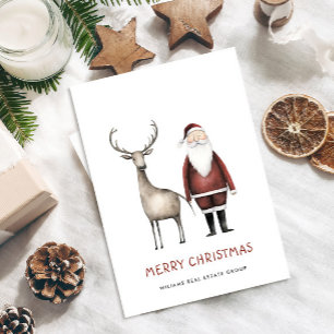Whimsical Minimal Santa Claus Christmas Corporate Holiday Card
