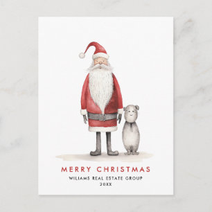 Whimsical Minimal Santa Claus Christmas Corporate Postcard