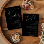 Whimsical Minimal Script All In One Wedding Of Invitation<br><div class="desc">This whimsical minimal script black all in one wedding of invitation is perfect for your classic simple black and white minimal modern boho wedding. The design features elegant, delicate, and romantic handwritten calligraphy lettering with formal shabby chic typography. The look will go well with any wedding season: spring, summer, fall,...</div>