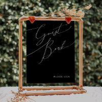 Whimsical Minimal Script | Black Guest Book Sign